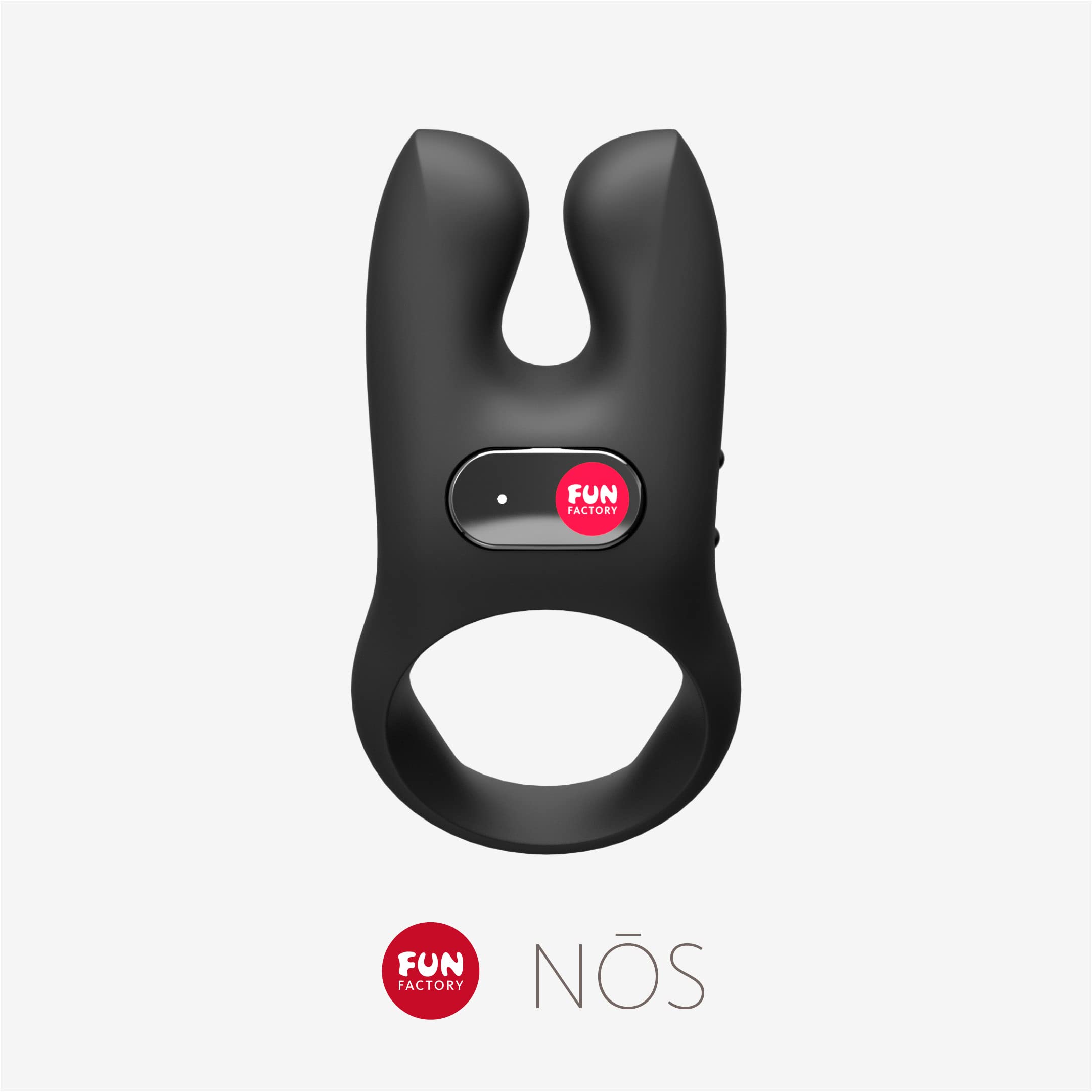Fun Factory NŌS - Anello fallico vibrante | per il pene | con stimolatore del clitoride | Sex toy uomo e coppie | 5 modalità | Impermeabile (Black)