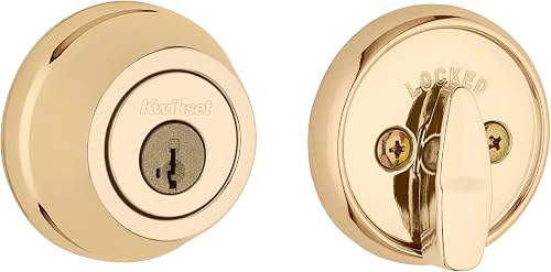 Kwikset 780 Riegelschloss, poliertes Messing, rund, mit Schlüssel, Vordereingang