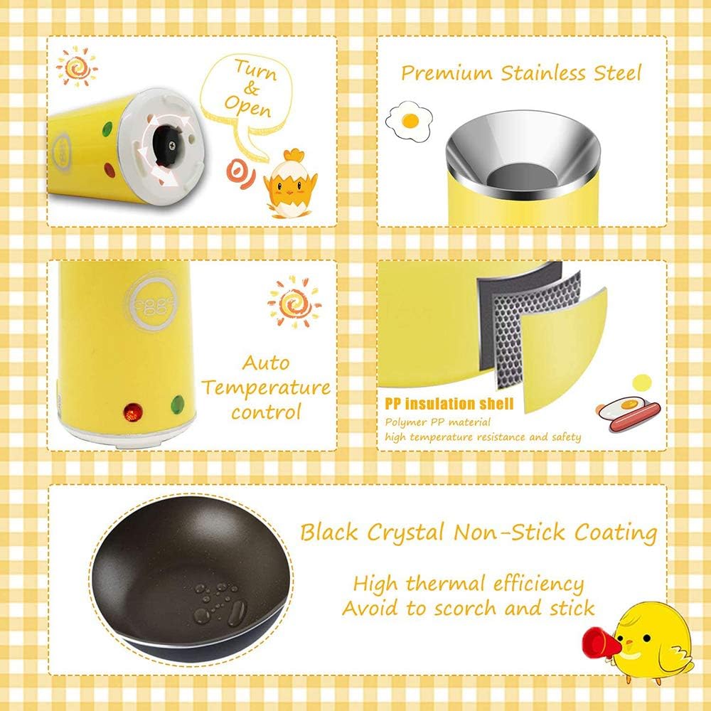 Egg Cooker Egg Roll Maker Automatic Hard Boiled Egg Cookers Rapid Egg Cooker Multifunction Breakfast Eggs Sausage Boiler Omelet Maker Microwave Gift For Kids & Adult (Single Tube, Yolk Yellow)
