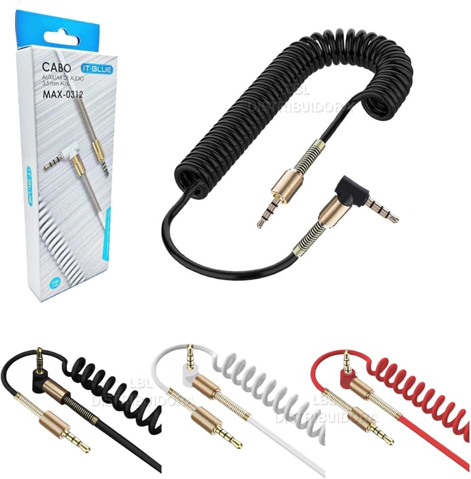 Cabo Auxiliar P2xp2 Espiral 1,2 Mt Som Automotivo Celular