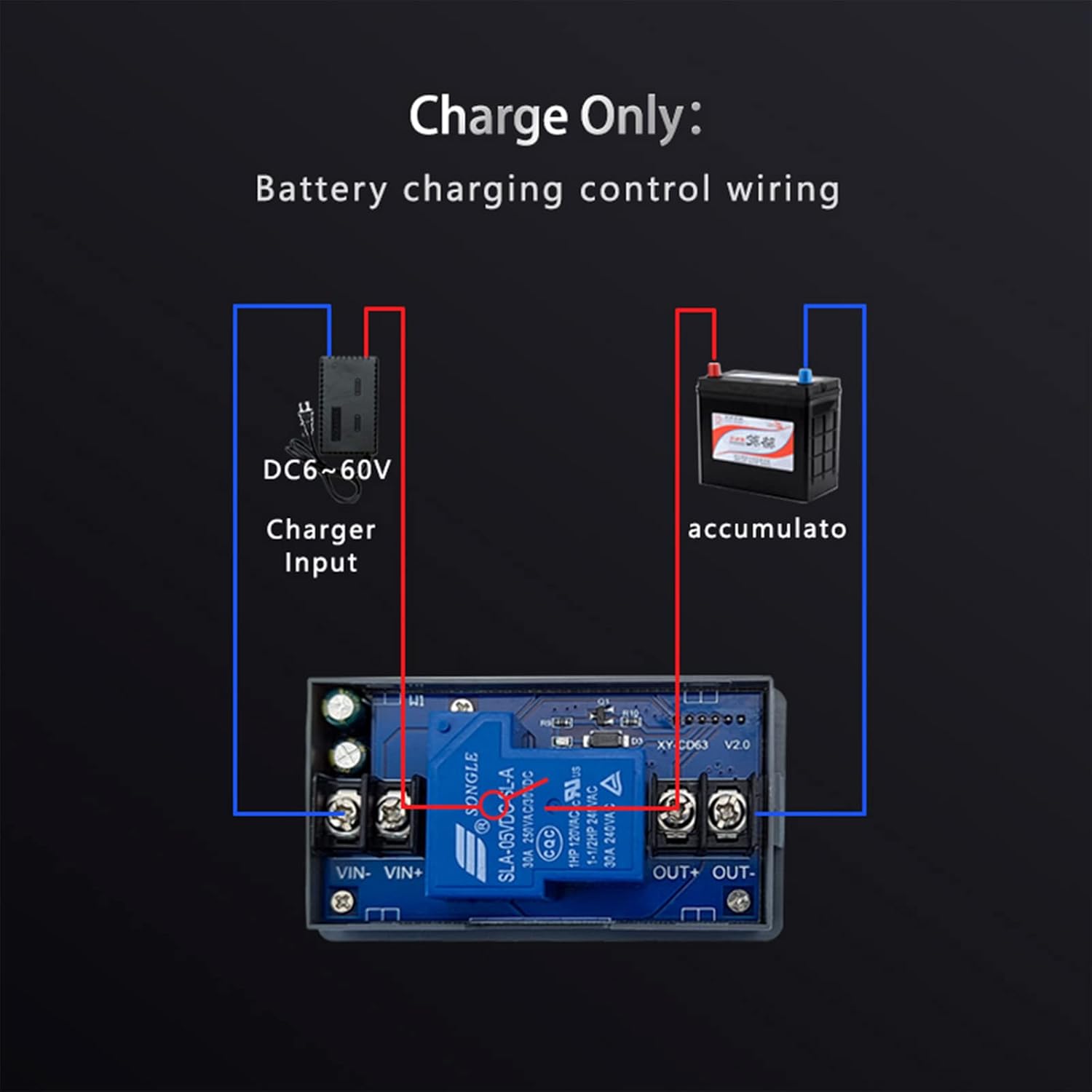 DC 6V-60V Low Voltage Protector Disconnect Switch Module with LCD Display, 30A Under-Voltage Deficit Protector