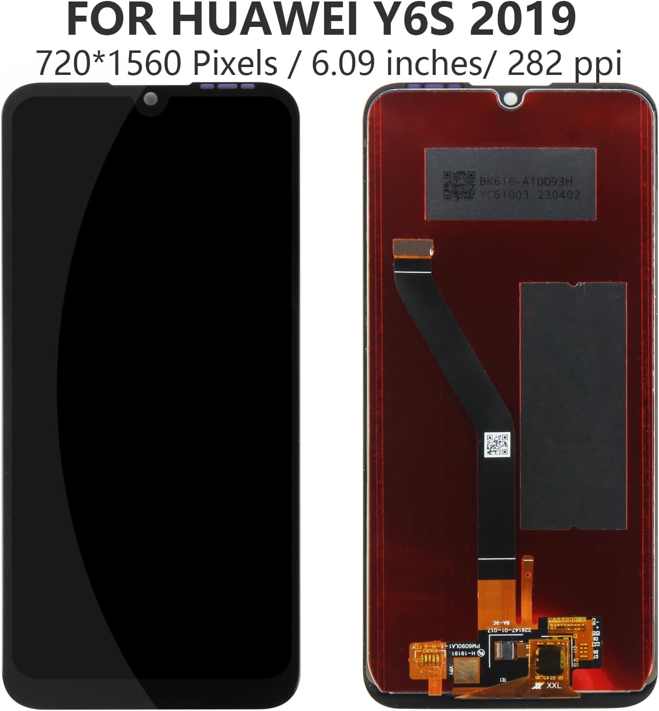 Lcd Display Schermo compatibile con Huawei Y6 2019 (MRD-LX1, MRD-LX2) / Y6s (JAT-L29, JAT-L41, JAT-LX1, JAT-LX3) / Honor 8A (JAT-AL00 JAT-TL00 JAT-L29) - Lcd Touch Screen Nero