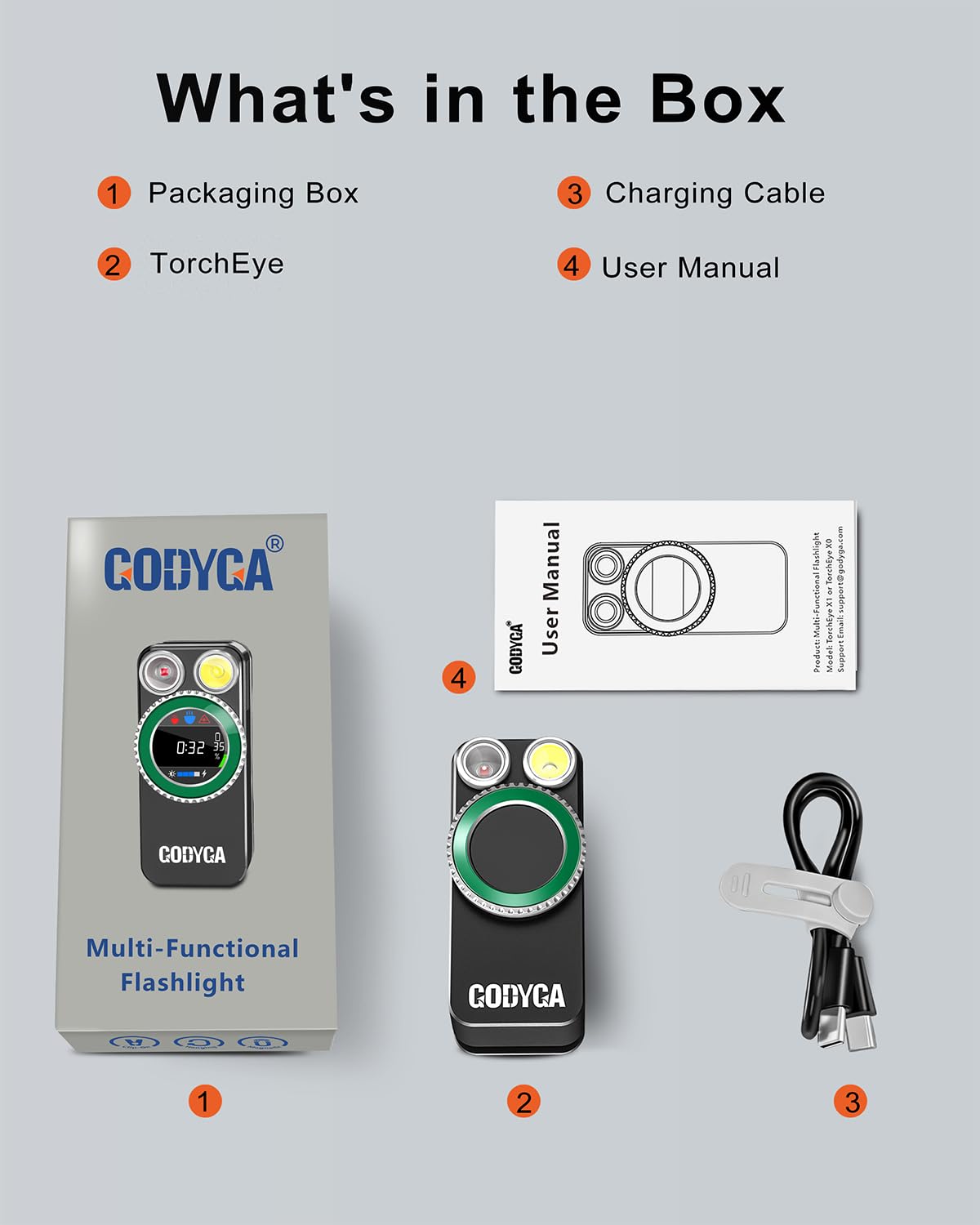 Godyga Linterna LED Recargable 2 en 1, Mini Linterna con Luz Blanca y Roja, Contador de Golf Manual, 500 Lúmenes, USB-C, Clip Magnético, para Golf, Camping, Senderismo y Emergencias