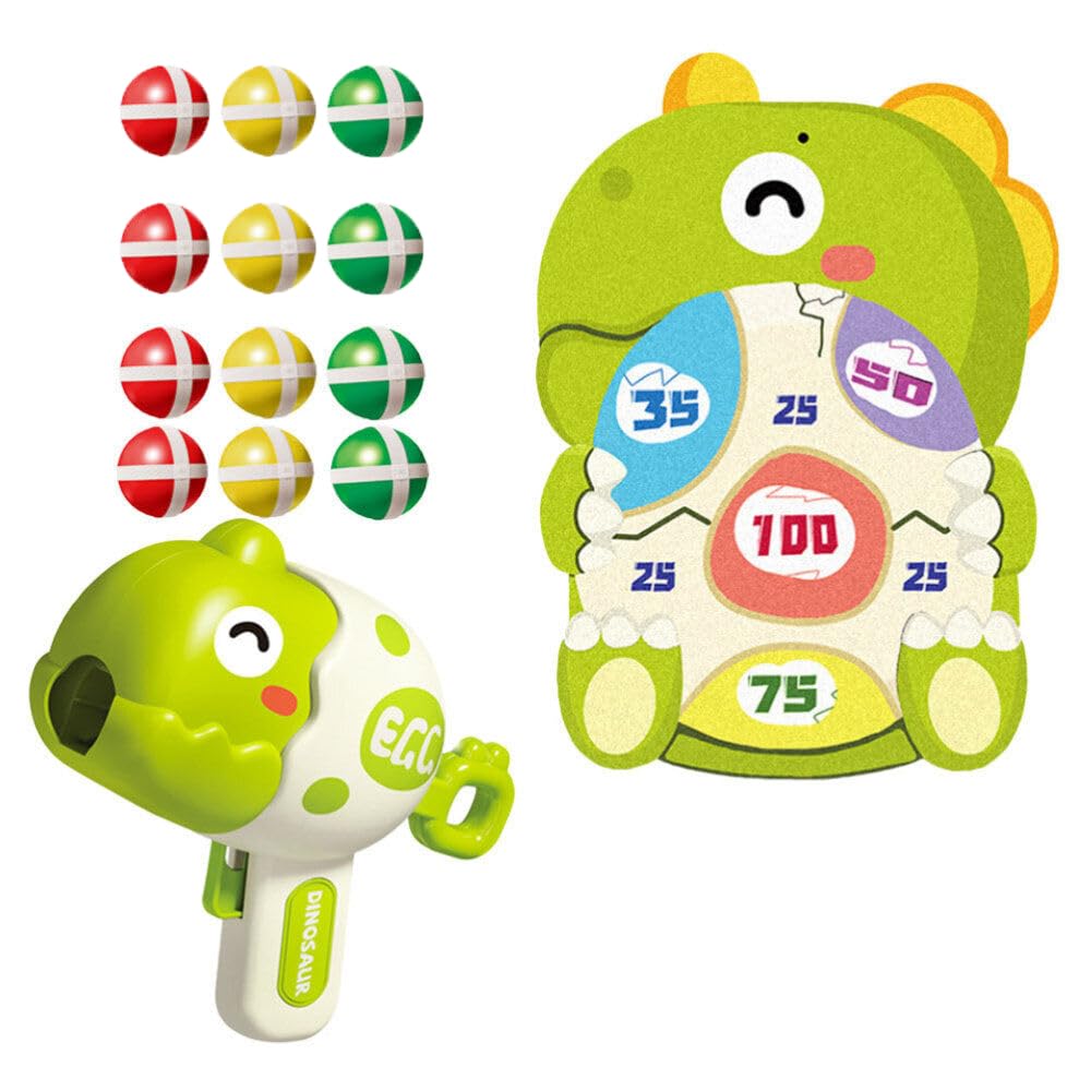 Dinosaur Shooting Toys for 3 4 5 6 Year Old Kids,Shooting Games Toy for Family,Dart Board Game with Dinosaur Shooter Toy and 12pcs Sticky Balls, Holidays Parties Games Toy
