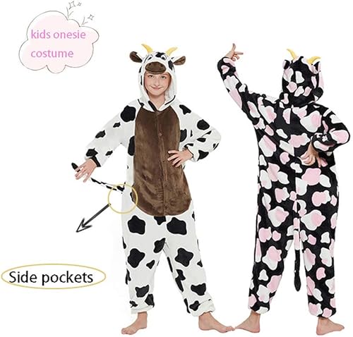Miniatura 3 de Mameluco de disfraz de vaca para niños y niñas, diseño de vaca, novedoso color fresa, pijamas de vaca para adolescente...