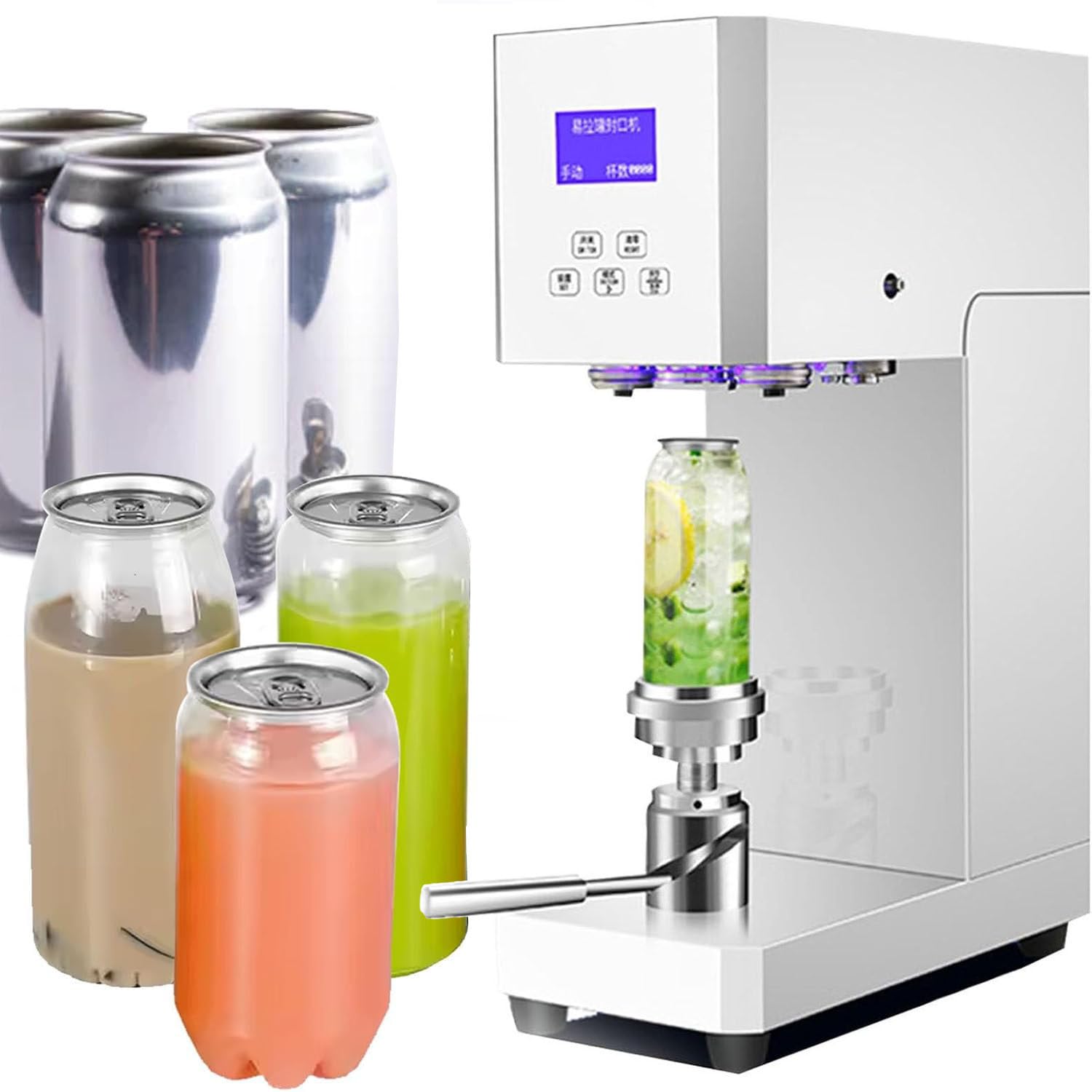 AYCDL Automatic Can Sealer Machine, Can Seamer Machine for Plastic Aluminum Cans,Tin Cup Sealing Machine, for Homes, Bars Fast Food,B