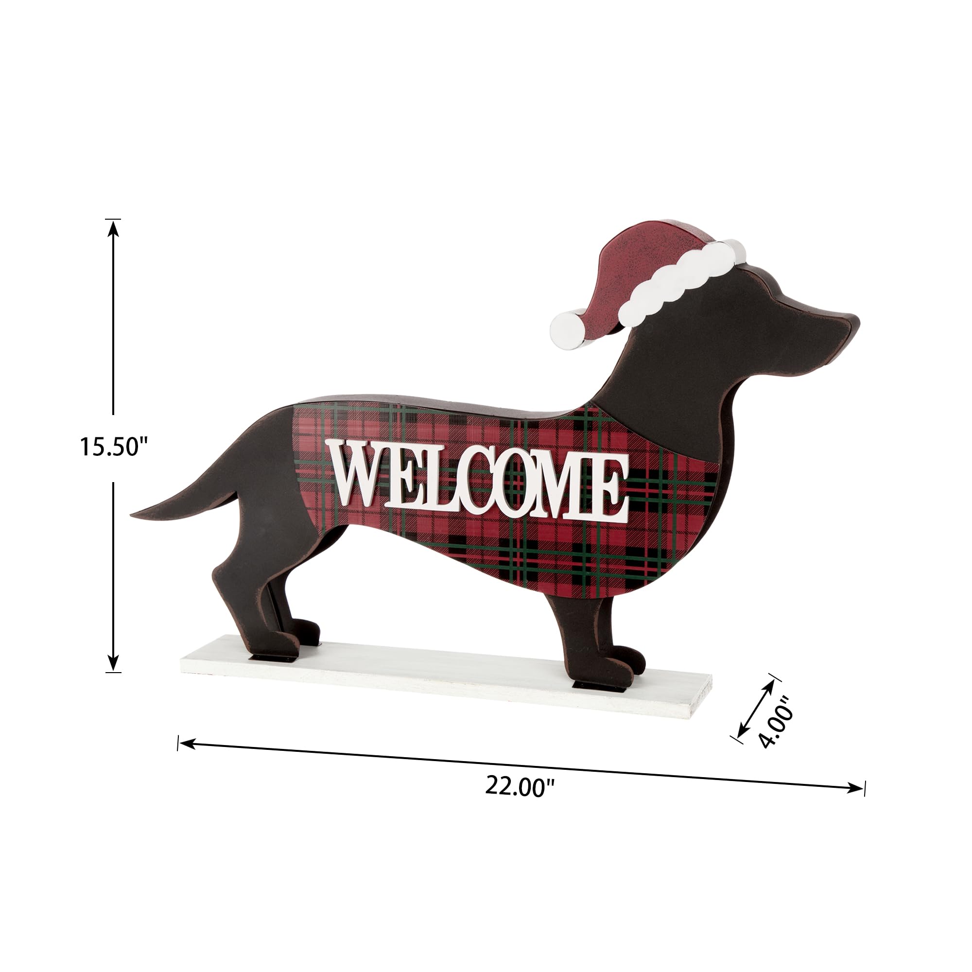 Glitzhome Letrero de metal para porche de Navidad con base de madera