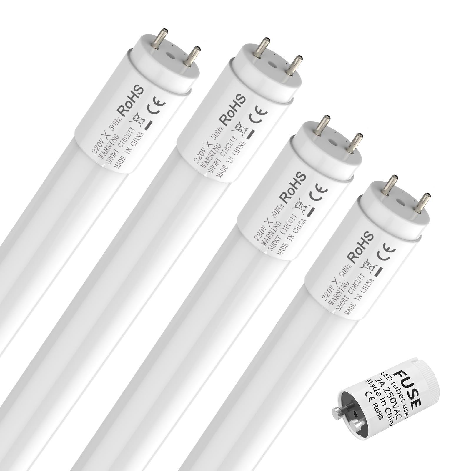 JESLED 4er Pack LED Röhre 150cm T8 G13 - 18W, 6000K, 2970 Lumen - PC-Material, hohe Lichtausbeute, inkl. Starter - Ideal für Büro, Supermarkt, Lagerhalle