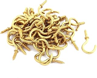 Aexit 50 Pcs Surveillance Accessories M2mm Shouldered Cup Hook Screw-in Hat Coat Peg Bolts Surveillance Housing & Mounting Brackets Golden Tone