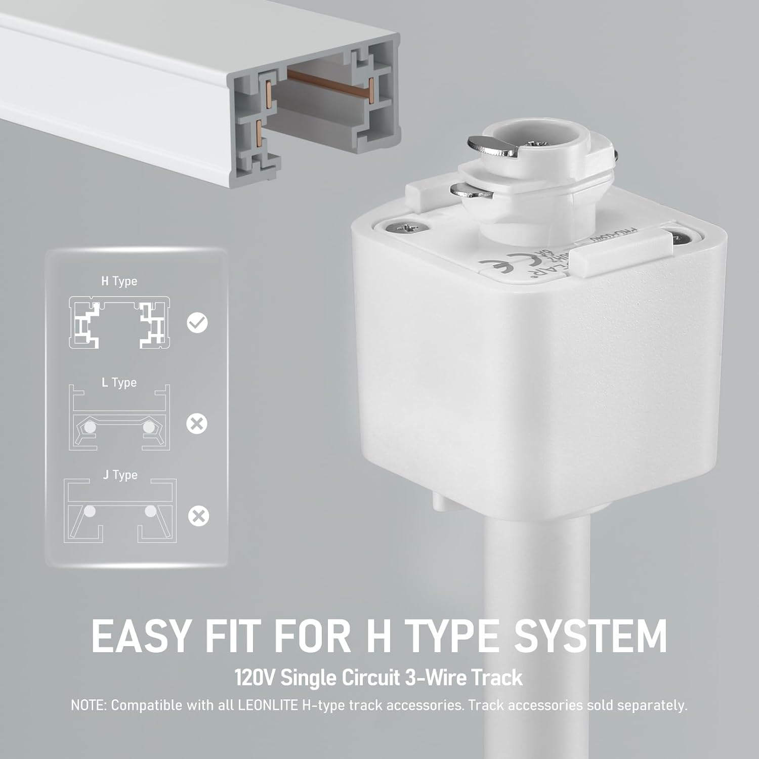 LEONLITE 8-Pack Retail Pro Series 17.5W LED H Track Lighting Heads, ETL, Commercial Dimmable H Track Light Heads for Store Shop Restaurants, CRI90 Track Lighting, 5CCT, Matte White