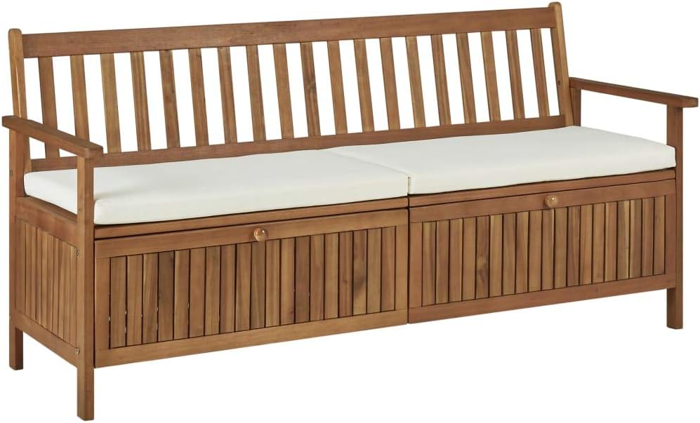 Canditree Outdoor Garden Bench, Storage Bench with Cushion