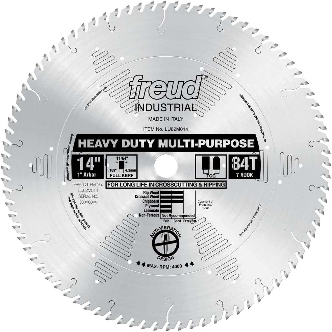 Freud LU82M014: 14" x 84T Heavy Duty Multi-Purpose Blade