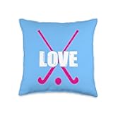Girls Love High School Field Hockey Design Throw Pillow