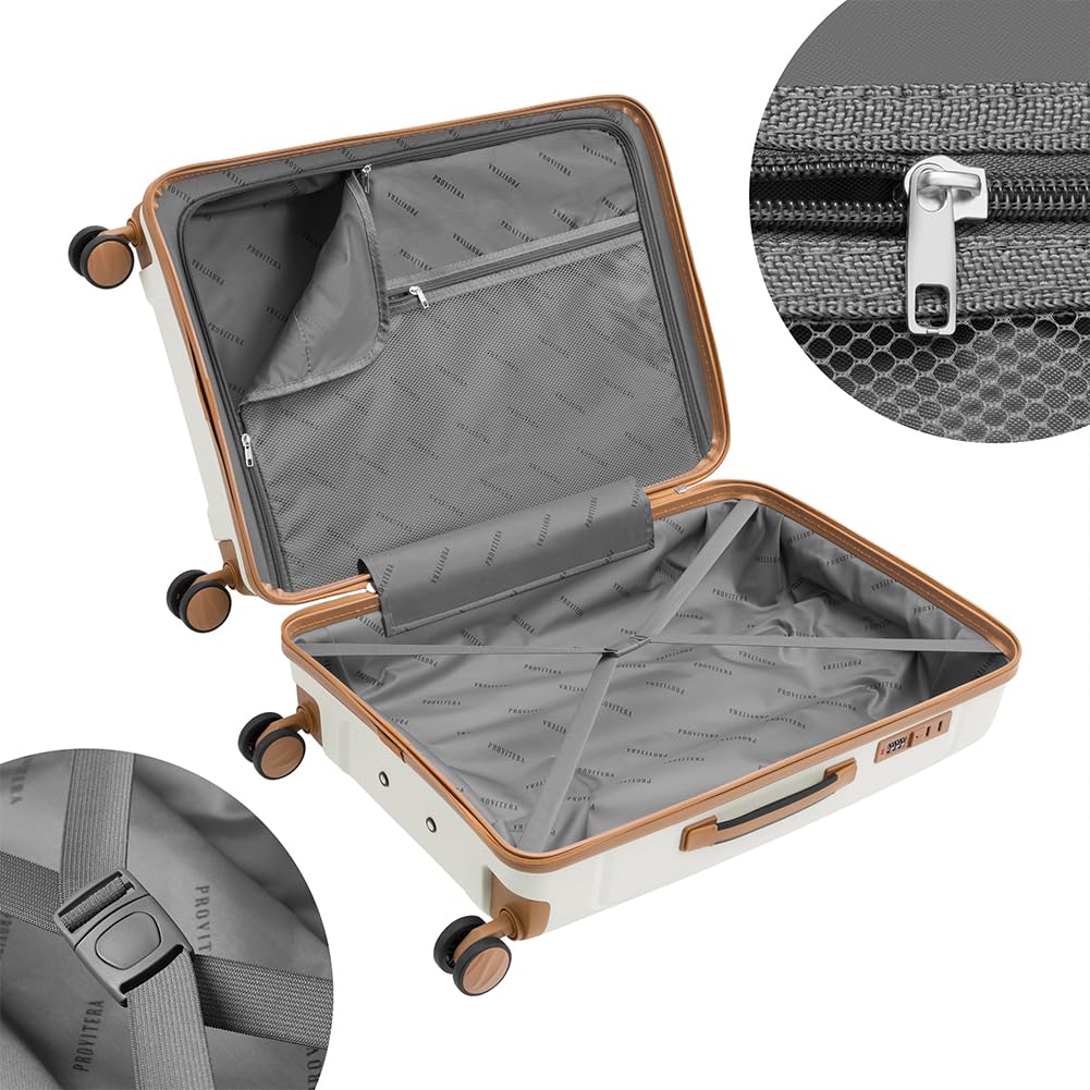 Set 3 Valigie Rigide in ABS, Valigia Rigida 38-59 - 90 Litri, Manico Telescopico, Ruote Easy Roll, Trolley Resistente e Leggero da Viaggio, Bagaglio a Mano (Bianco Perla)