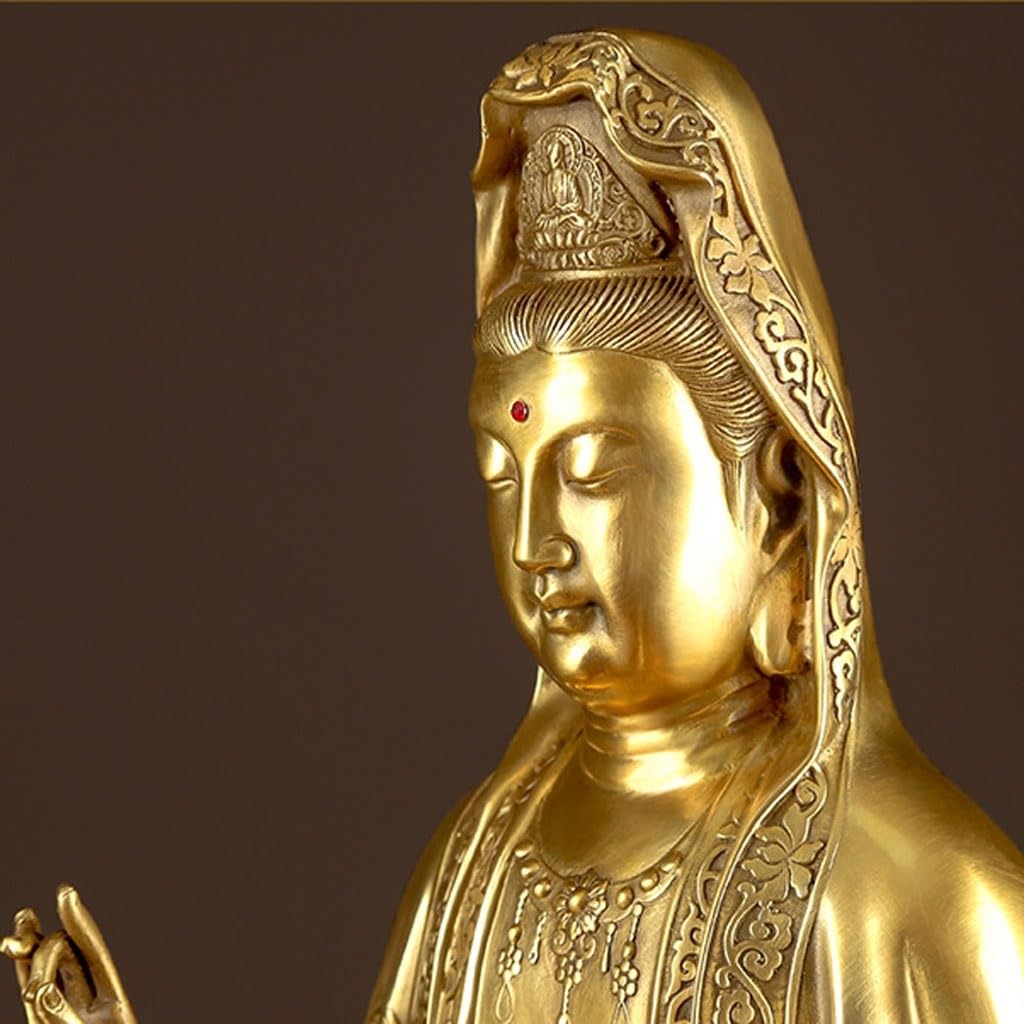 Posąg Buddy do wnętrz Dom Mosiądz Guanyin Statua Buddy Salon Studium Rzemiosło Guanyin Ozdoby na parapetówkę Prezent Medytująca Statua Buddy Figurka Rzeźba