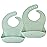 AVA + OLIVER Waterproof Silicone Bib Set with Adjustable Neck Closure - Durable Silicone Bibs for Babies - Set of 2 (Mint Confetti)