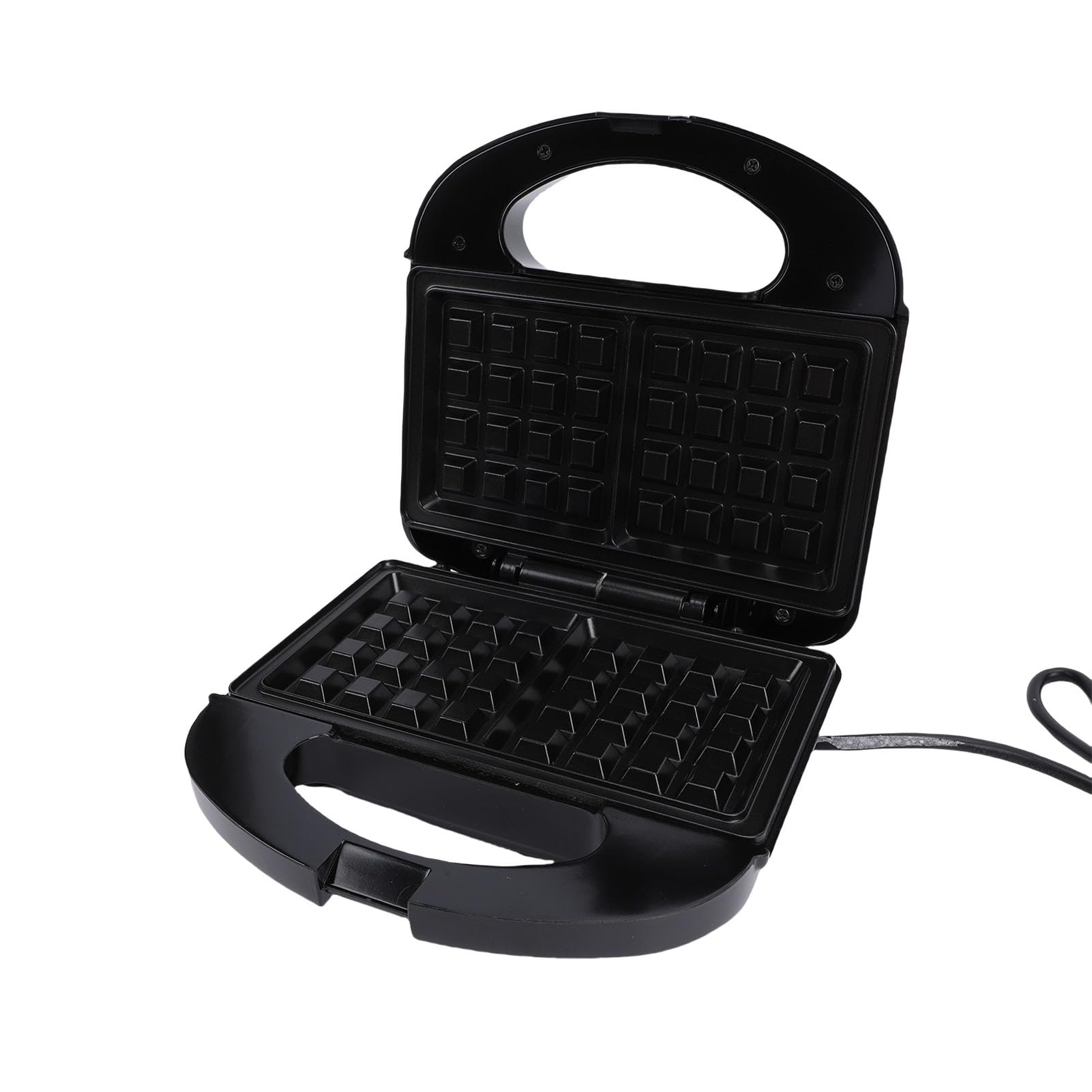 Máquina para Hacer Gofres, Máquina de Desayuno Eléctrica Portátil Antiadherente Compacta para Gofres, Prensa para Gofres para Refrigerios Caseros, Color Negro