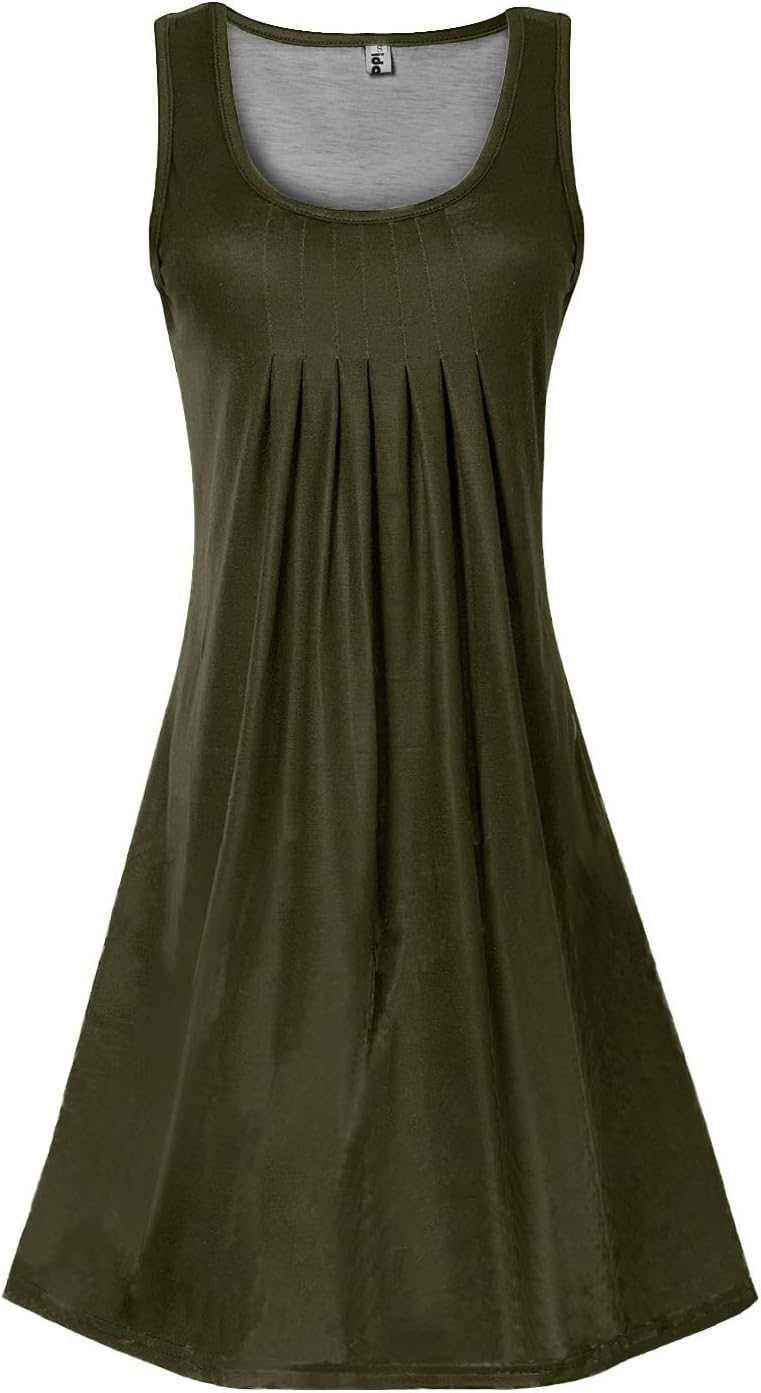 Women Dress Beach Dress Printing Knielang Sleeveless Round Collar A-Line Loose Summer Dress