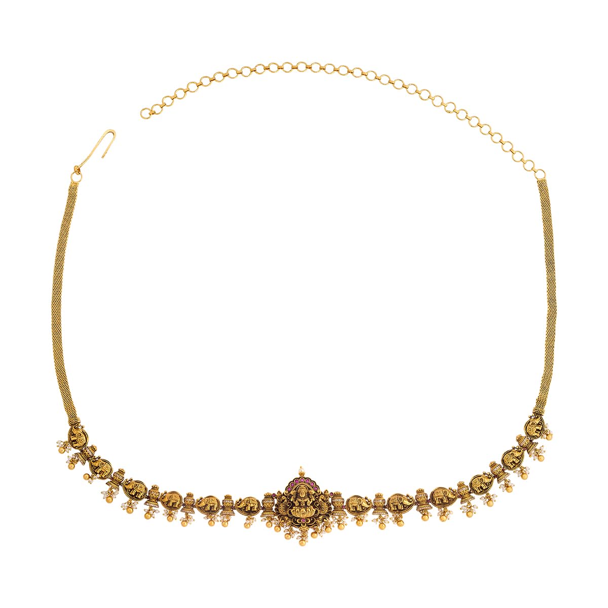 kushal's Fashion Jewellery Ruby Gold Plated Antique Kamarbandh Waist Belt for Women | Adjustable Chain | Bridal, Bridesmaid & Occasion Wear - 465217-picture-35