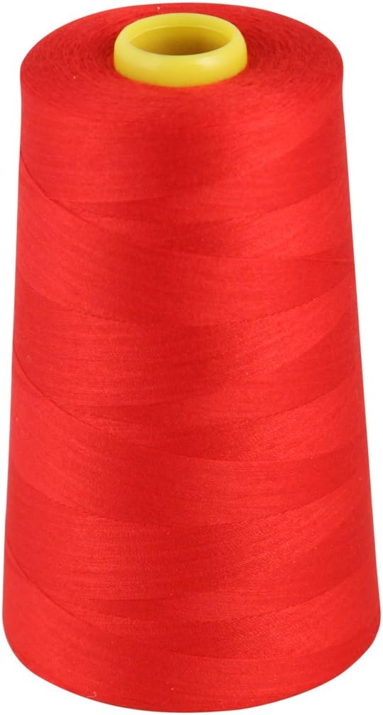 OVERLOCKING THREAD - OVERLOCKER THREAD - POLYESTER THREAD - INDUSTRIAL SEWING THREAD - 4 X 5000 YARD SPOOLS - LARGE COLOUR SELECTION INCLUDING: BLACK WHITE RED BLUE CREAM NAVY PURPLE PINK GREEN GREY BROWN OLIVE SKY GOLD (RED 205)