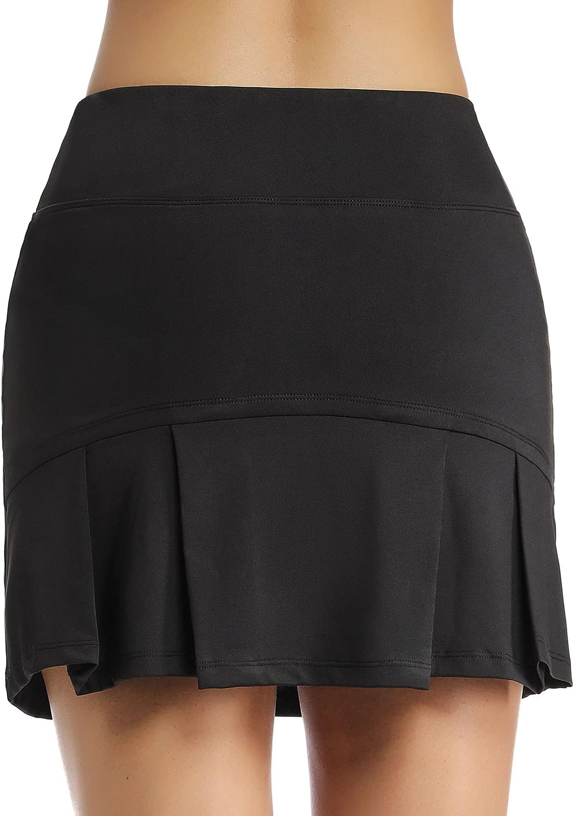 Geekbuzz Women's Active Tennis Golf Skort Pleated Athletic Sports Running Skirt with Pockets and Shorts (M, Black)