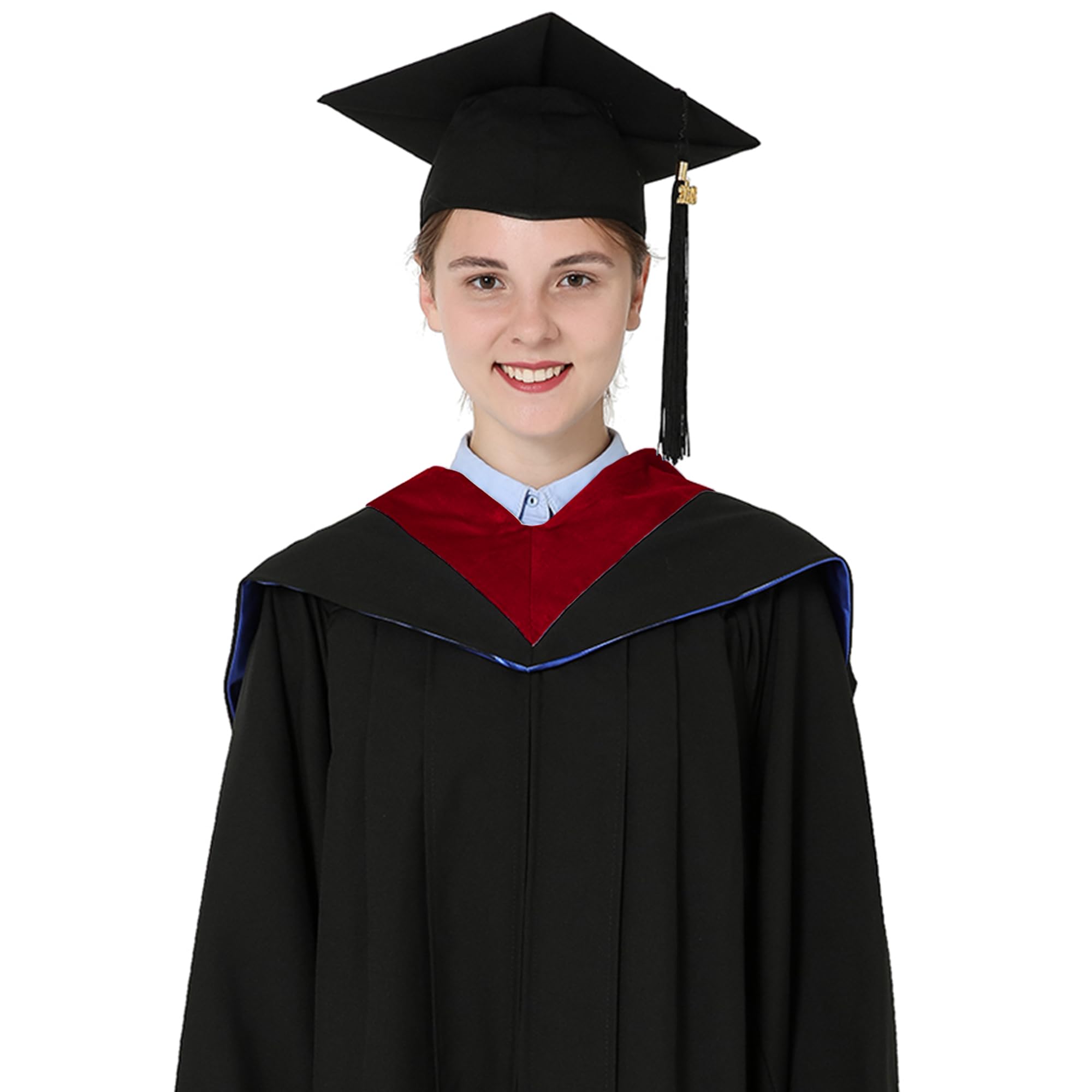 GraduationMall Deluxe Graduation Hood for Bachelor Academic Unisex 15 kolorów, Czerwony / królewski niebieski / biały, Rozmiar uniwersalny