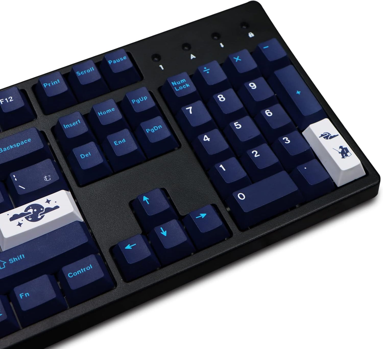 MOLGRIA Blue Hell Keycaps, PBT 129 Set for Gaming Keyboard, Cherry Profile Dye Sublimation Custom Keycaps with Japanese Font for Kailh Cherry MX 104/87/74/61 60 Keyboard ANSI Layout