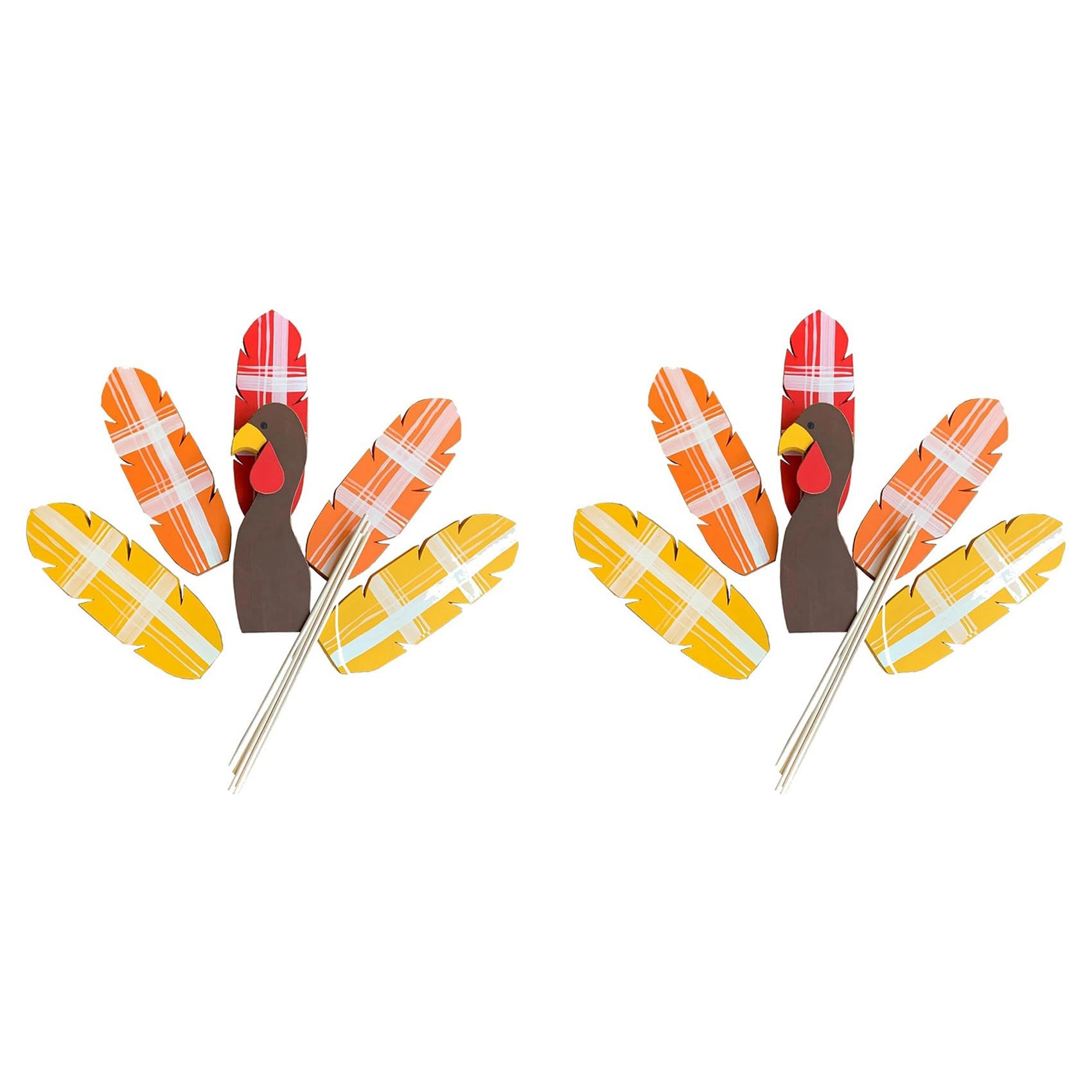 Vjsujehgy 12X Wooden Turkey Planter Sticks,Thanksgiving Decorations for Outdoor Garden Farms Patio Thanksgiving