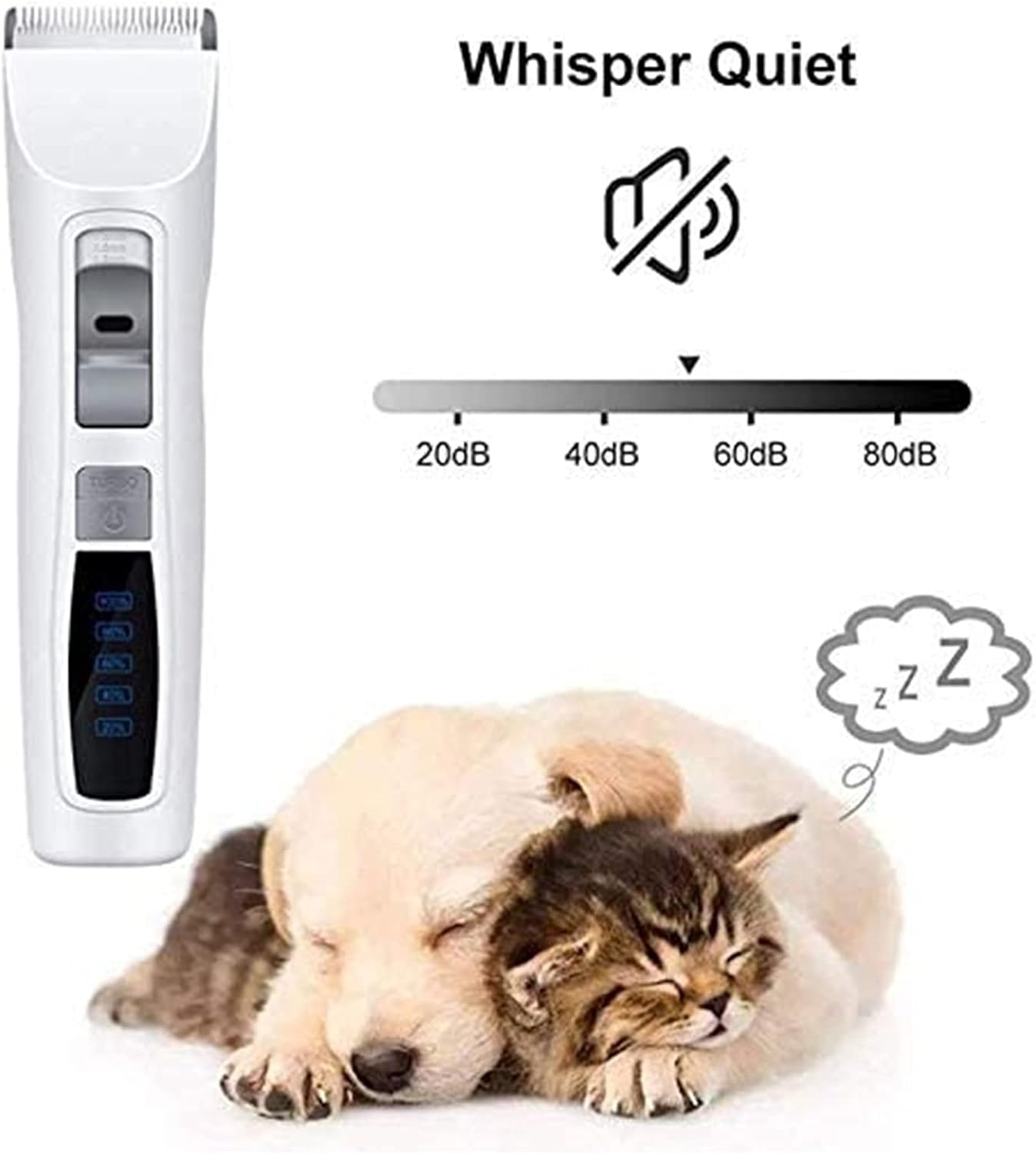Dog Grooming Kit Low Noise Rechargeable Dogs Shaver Clippers Electric Quiet Dog Hair Trimmer for Dogs and Cats with Comb Guides Scissors
