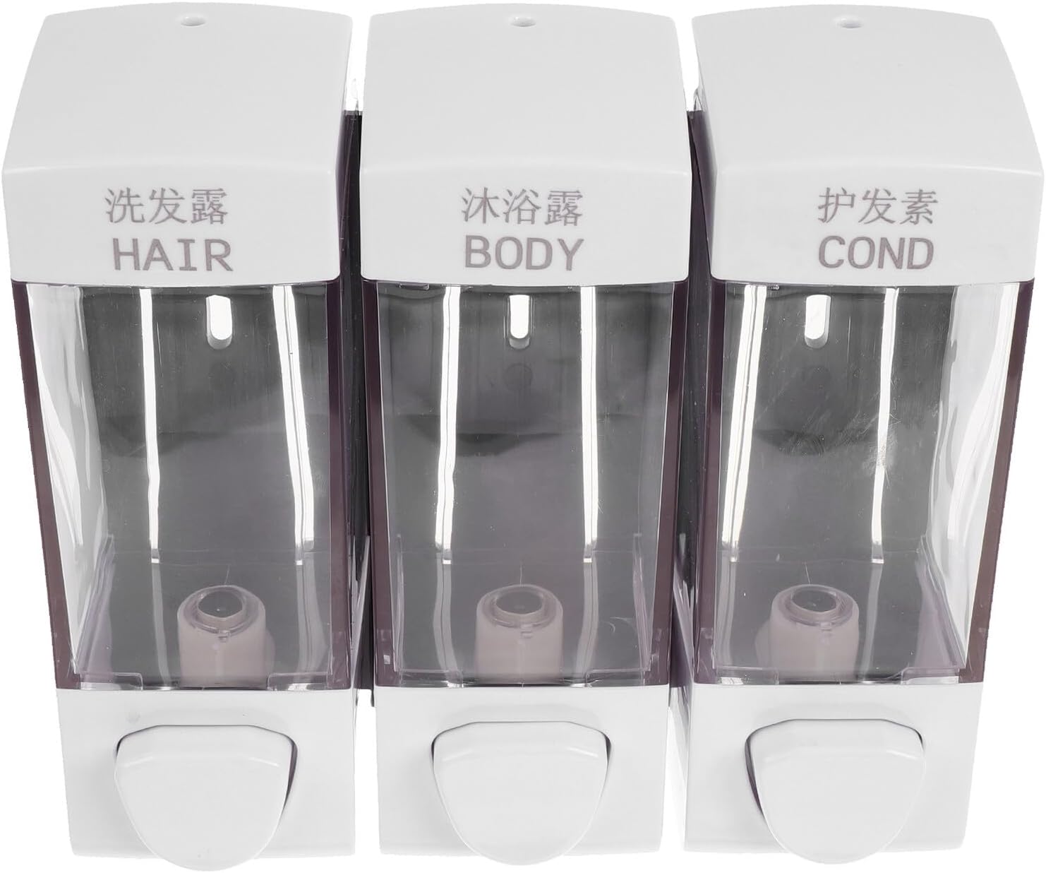 VILLCASE Wall-Mounted Shampoo Dispenser 3-Chamber Bathroom Shower Soap Dispenser White Plastic Pump Bottles for Body Wash and Liquid Soap Holder