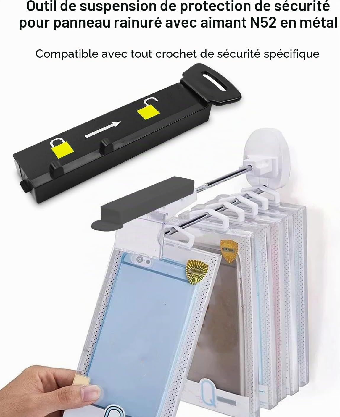 Clé Magnétique S3 Compatible avec les Systèmes Alpha EAS | Pour Alarme Spider Wrap et Crochets de Présentation Retail N52 Detacher (S3)