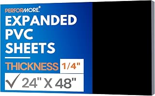 Performore Expanded PVC Foam Sheet Board - 6mm 1/4" Thick, 24x48" Black Rigid Foam for Signage, Displays & Printing