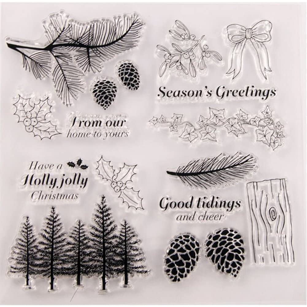 Fituenly Style3 Christmas Clear Stamp Transparent Xmas Elements Silicone Stamp Diy Cards Album Gifts Decoration