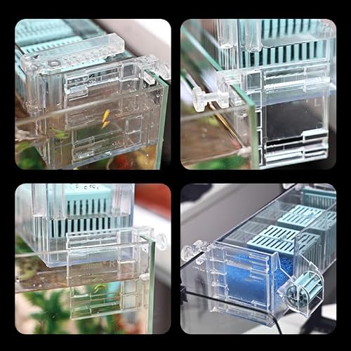 Fish Tank Circulating Filter Box with Water Pump, 3 In 1 External Fish Tank Filter, Oxygenation, Circulation Adjustable Flow Filter, Dual-Sided Suspension, Transparent (5-Box Filter+Drip Tray)