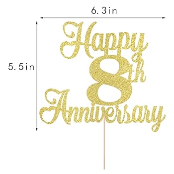 Amazon.com: Kaoenla Happy 8th Anniversary Cake Toppers - 8th