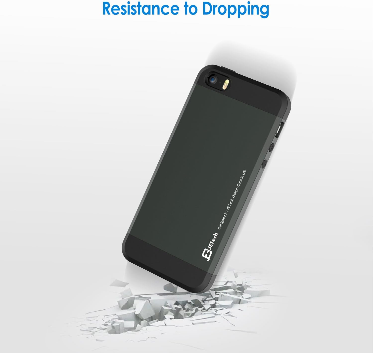 JETech Case for iPhone SE 5s 5, 2-Layer Slim Protective Cover, Black