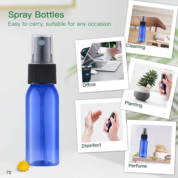 Toureal 30ML Fine Mist Spray Bottle 12pcs Empty Travel Small Mister Refillable Dispenser, Spritzer Container for Cosmetics Blue