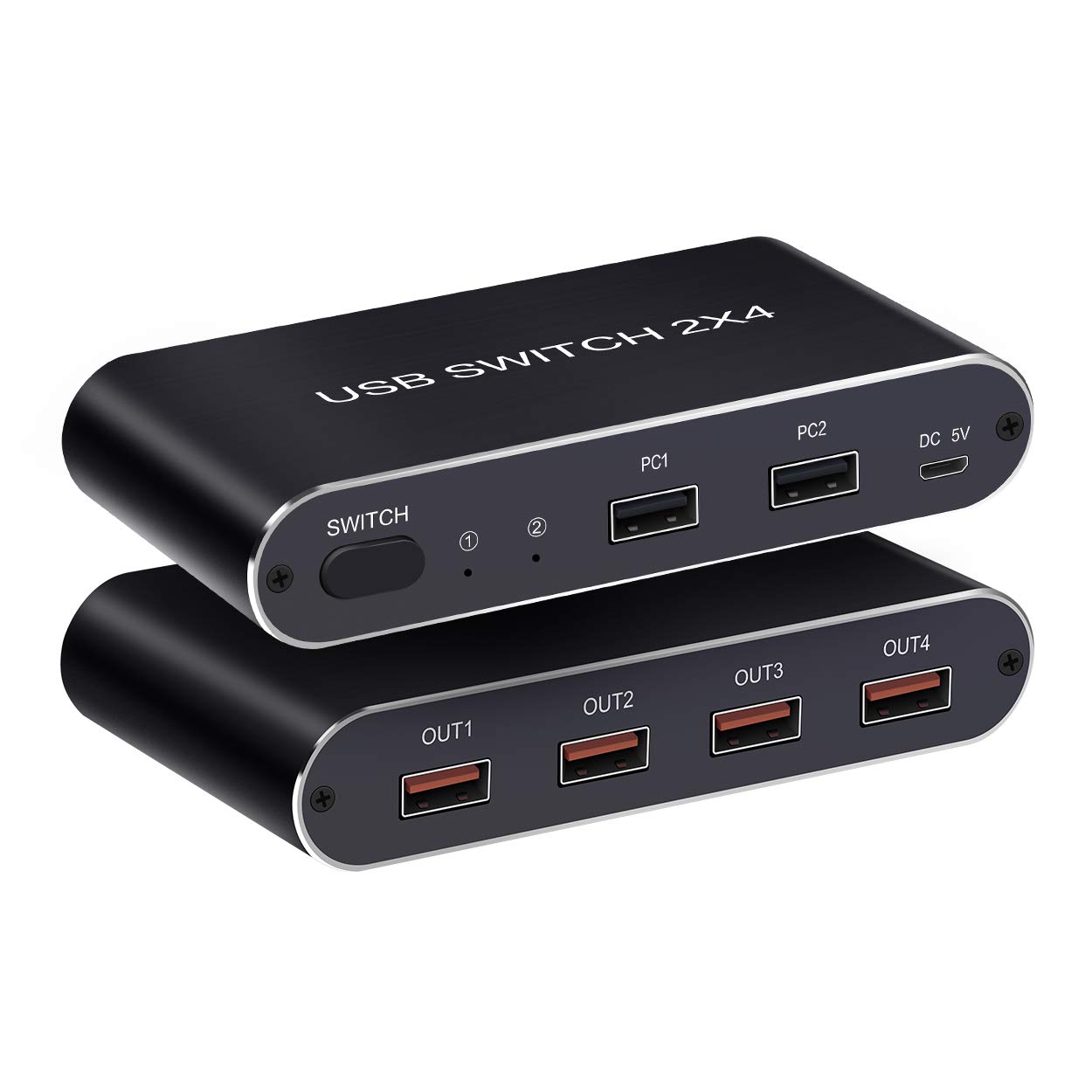 USB Sharing Switch AIMOS Peripheral Keyboard Printer Share Switch with 2 Computer 4-Port HUB 2.0 Splitter Selector Switch Box for Share Mous, Keyboard, Printer, U Disk, Hard Disk Etc