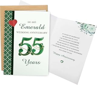 55th Wedding Anniversary Card, Emerald Anniversary Card for Husband Wife, 55 Years Wedding Cards for Him Her
