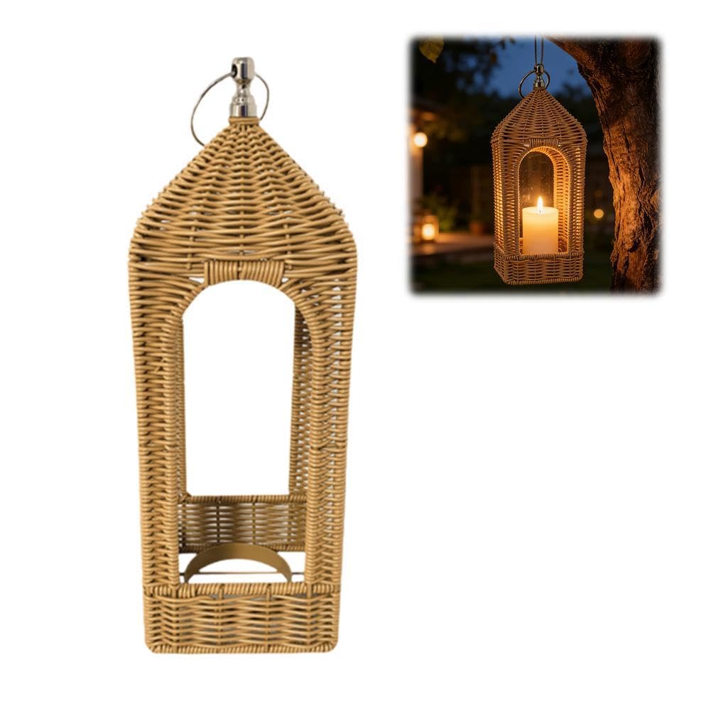 Farol de ratán decorativo de diseño bohemio exclusivo para centros de mesa de patio