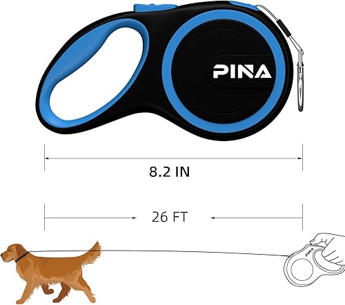 Miniatura 5 de PINA Correa retráctil para perro, correa de perro de 26 pies para perros pequeños, medianos y grandes de hasta 110 libras, cinta de nailon