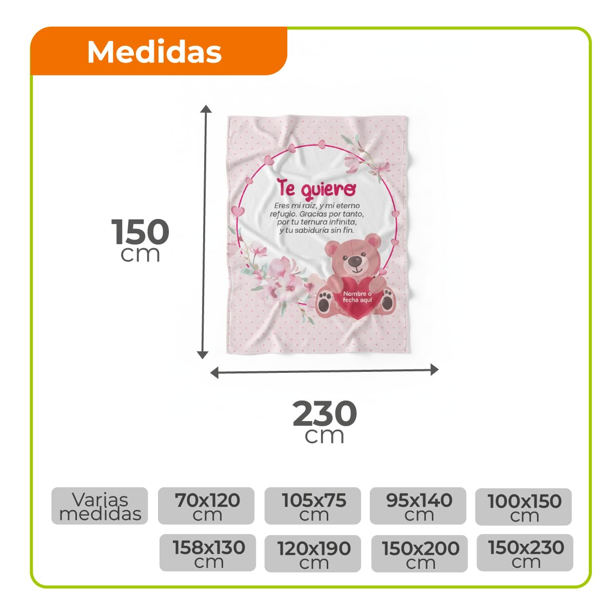 Manta Personalizada con Frases y Nombre (Modelo 1, 150X230)