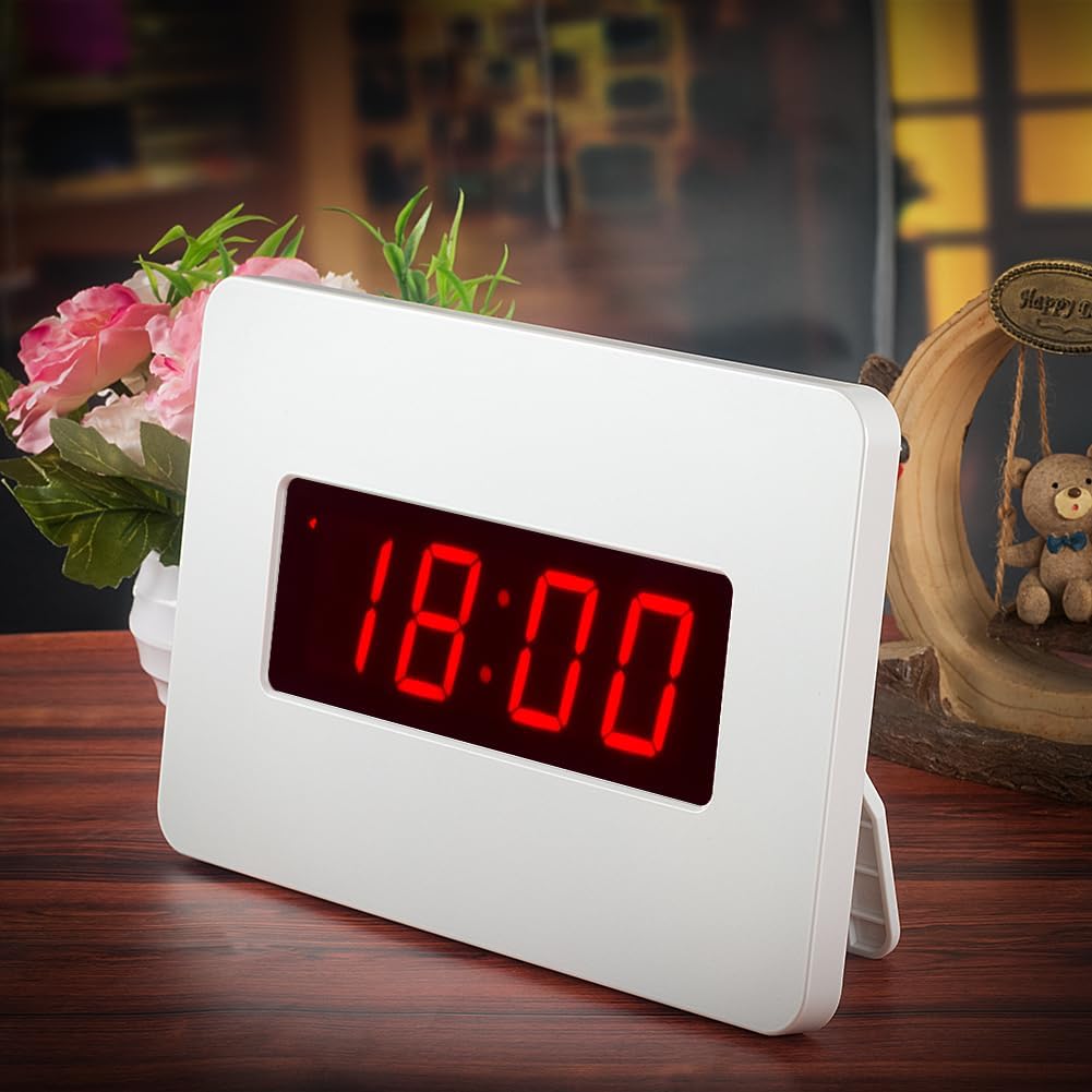 Digital Wall Clock Battery Operated with LED Display, Wall Clock with Backlight, Table-top, Alarm, Brightness Adjustable,12/24Hr