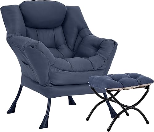 Silla Lazy con otomana, silla decorativa grande y moderna con reposabrazos y reposapiés, sillón de lectura con otomana, sofá de ocio para sala de