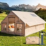 Inflatable Tent with Skylight, Quick Setup Blow Up Tents with Pump, Hot Tent with Stove Jack, Waterproof Oxford Inflatable House for Camping, Air Glamping Tents for Camping Adult 8-12 Person