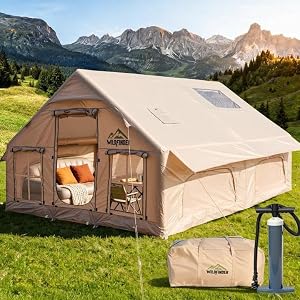 WildFinder Inflatable Tent with Skylight & Stove Jack, Blow Up Tents