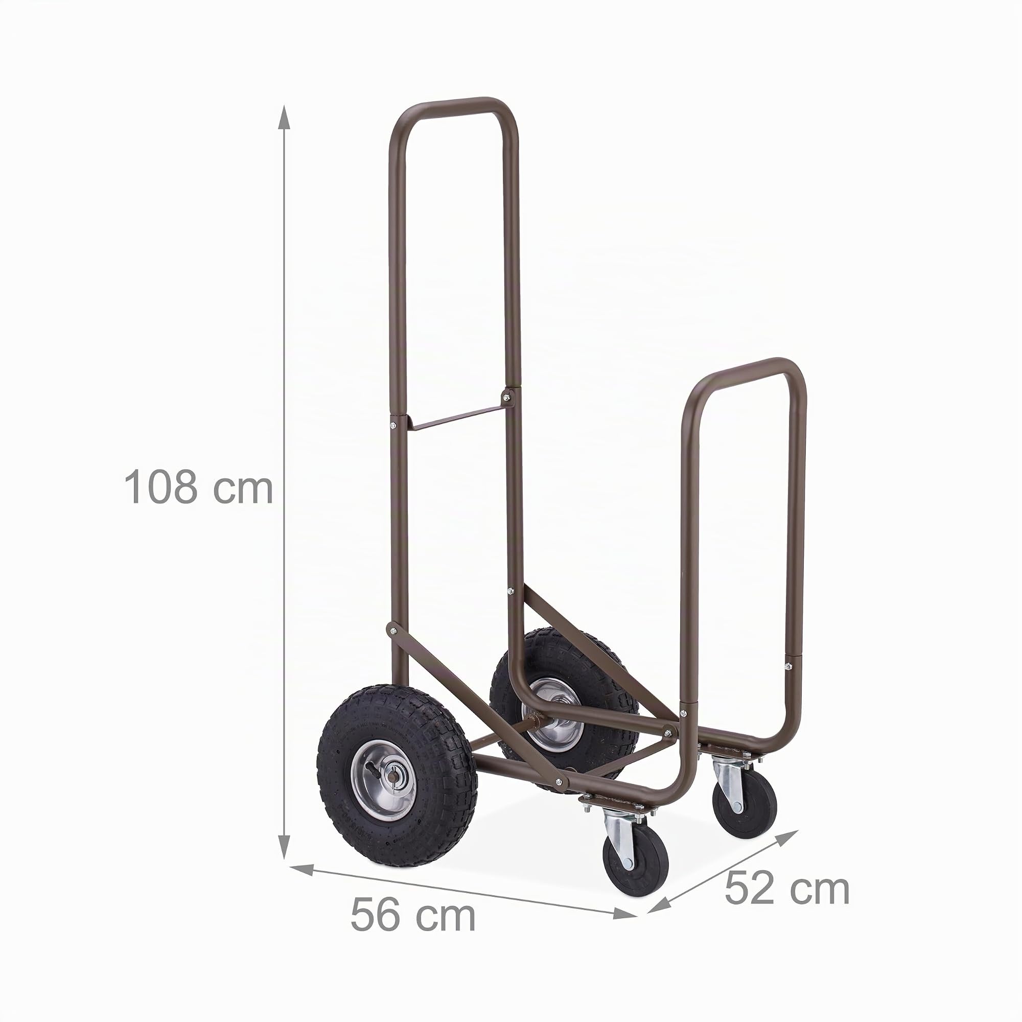 Relaxdays Range-bûches sur Roues, pivotant à 360°, Jusqu’à 60 kg, Max. 33 cm, Support Bois de Chauffage, Marron