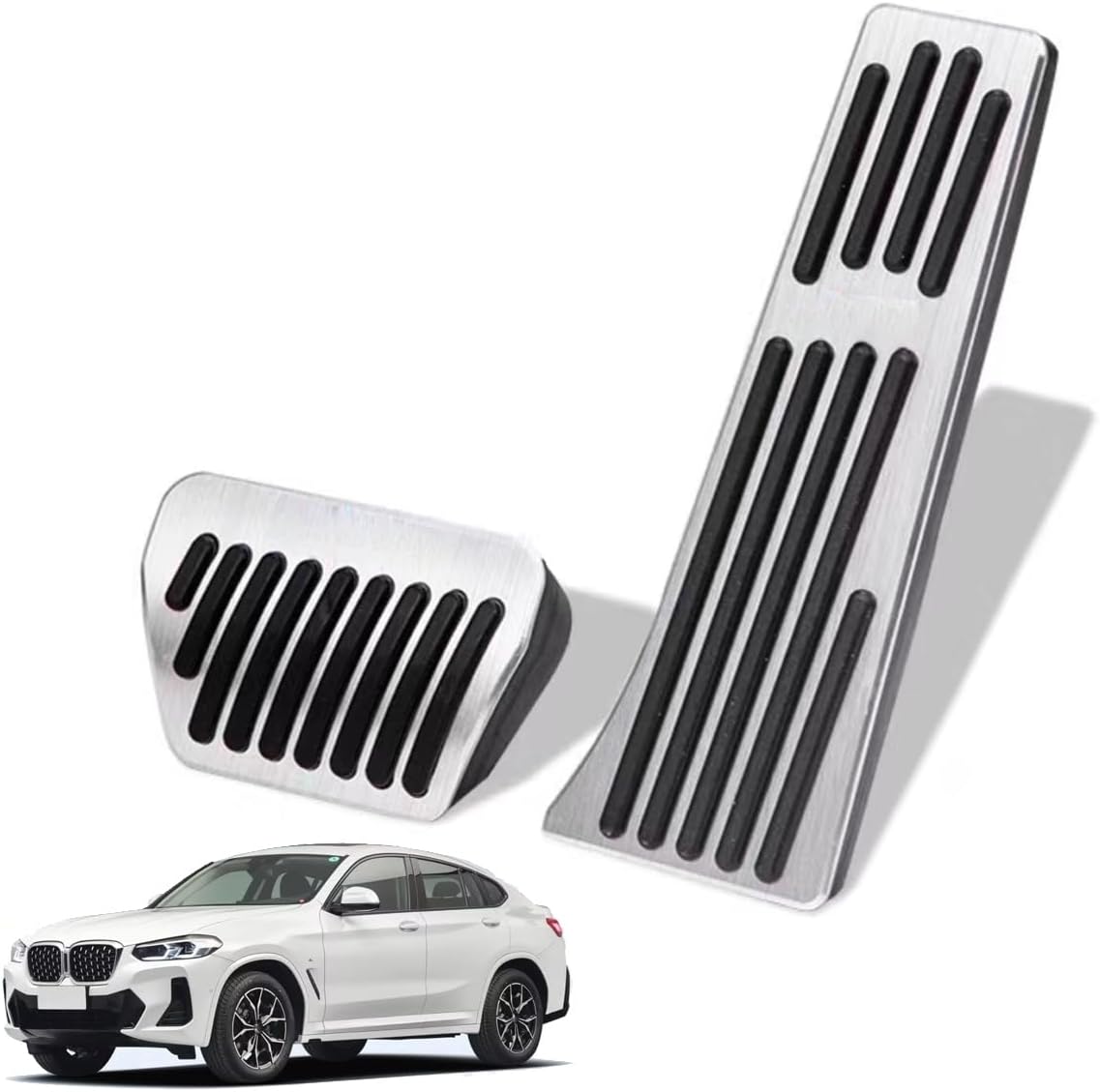 Car Pedal Covers for BMW X4 2019 2020 2021 2022 2023 2024 2025, Auto Aluminum Gas Pedal Covers Accessories Replacement, Non-Slip Accelerator Brake Foot Rest Pedals(Set of 2)