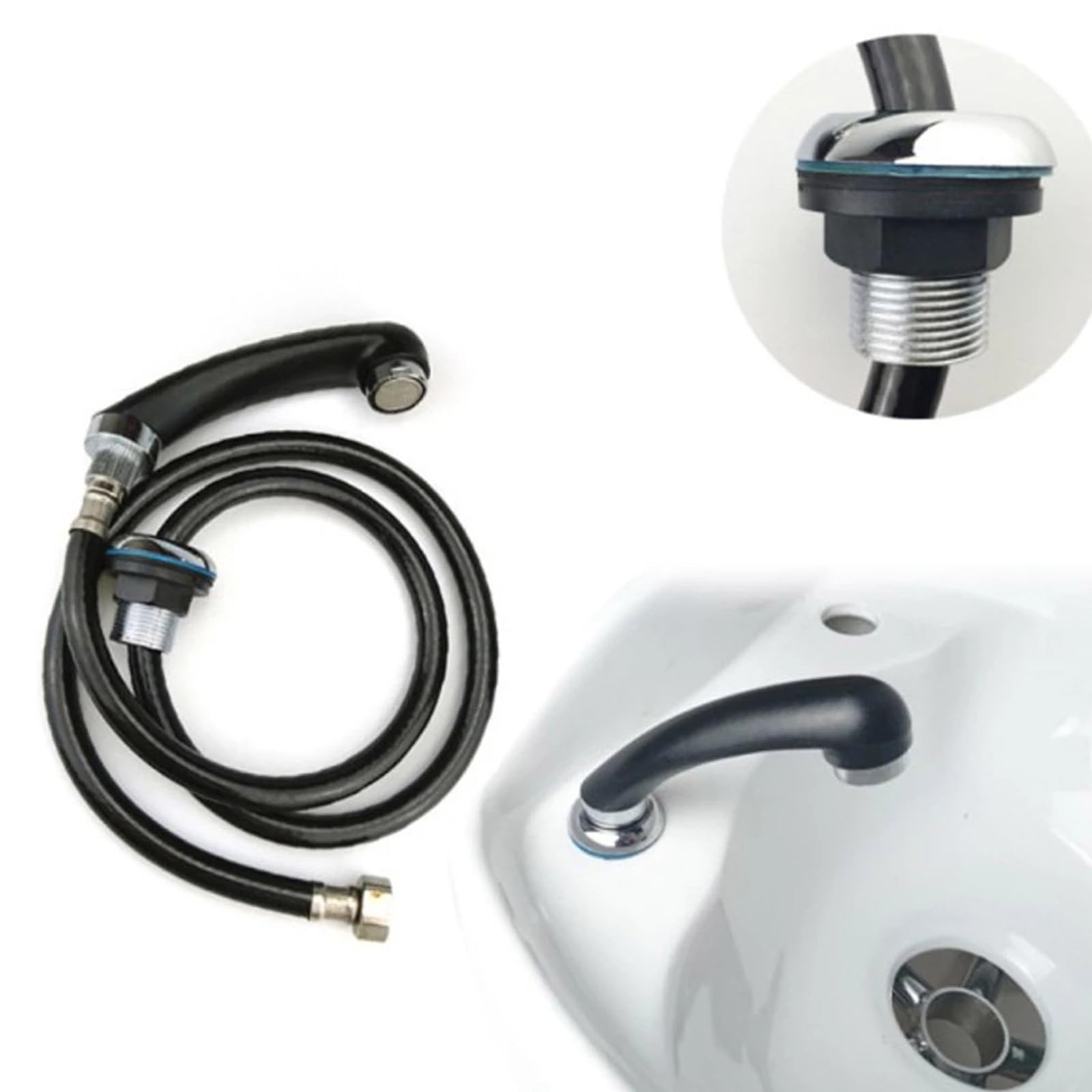 Cabezal de ducha con manguera para champú, cuenco de cama, conector de grifo de fregadero de fontanería profesional para lavar y ducharse sin esfuerzo en casa