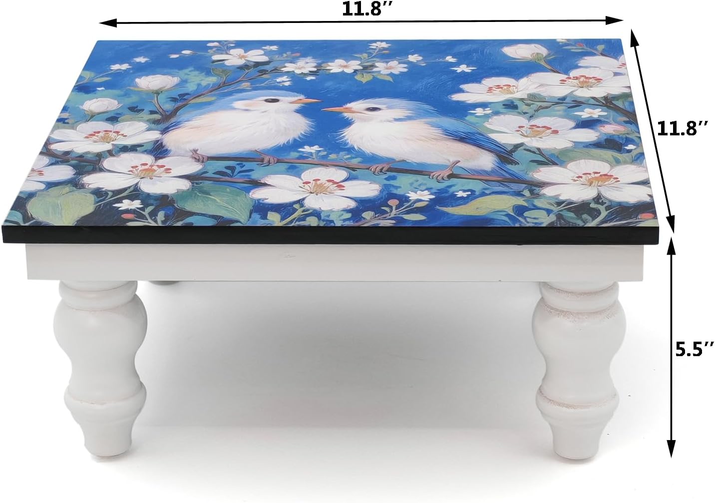 Wooden Rustic Riser Display Stand, Pedestal Tiered Tray Décor, Wooden Riser Decorative Tray for Kitchen Island, Dining Room, Coffee Bar, Bathroom (BLUE 02)